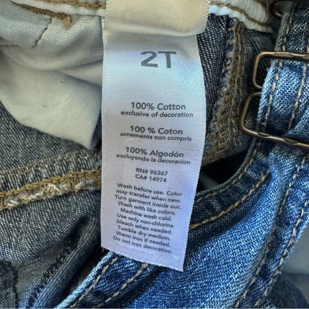 VTG Oshkosh Blue Denim Jean Overall Logo Toddler Boy Girl 2T - Picture 6 of 7